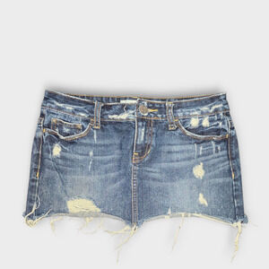 Vtg Y2K Thrashed Aeropostale Denim Mini Skirt Women's sun washed 3/4